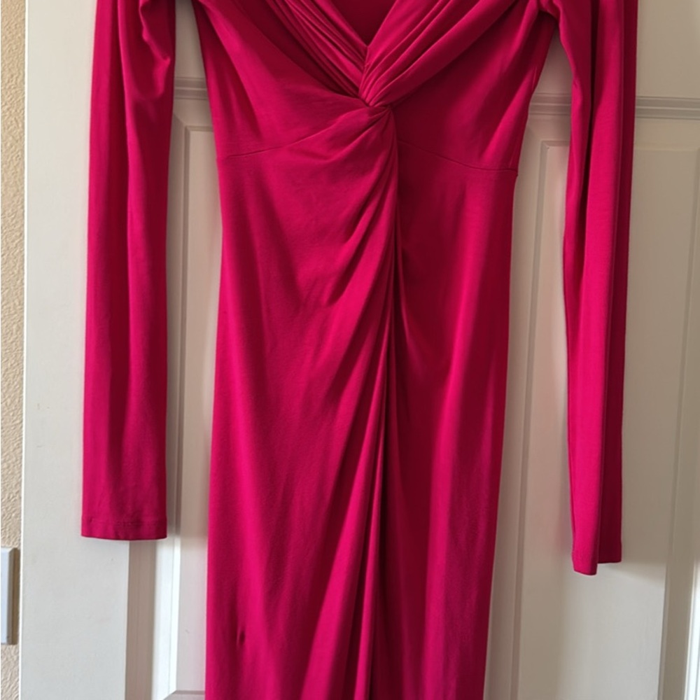 Donna Karan Fuchsia Long Sleeve Dress